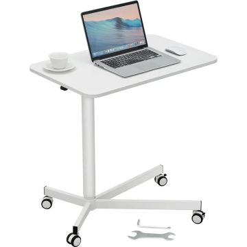 Mobile standing desk with adjustable height on wheels, for home and office