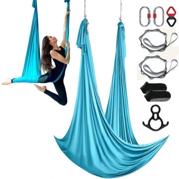 Air Silk Yoga Swing, 11 Yards, Blue Nylon, Full Set