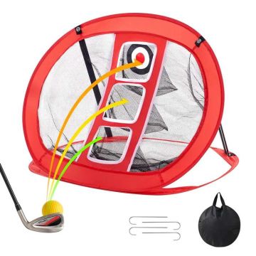 Siatka do ćwiczeń golfa Golf Chip, przenośna, z tarczą, czerwona