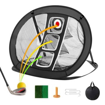 Przenośna siatka do ćwiczeń golfowych z tarczą, czarna