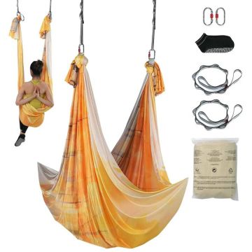 Yoga Hammock and Swing, 5.5 Yards, Nylon, Gold Color, Set