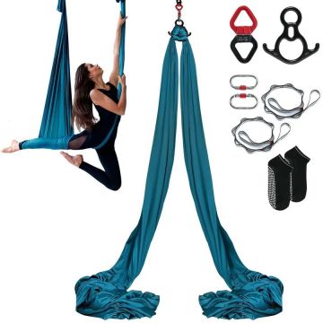 Huśtawka do jogi Air Silk, 8,7 jarda, zielona, ​​nylonowa, zestaw