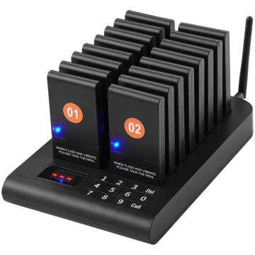 Wireless restaurant paging system, 500 m range, 16 beeps
