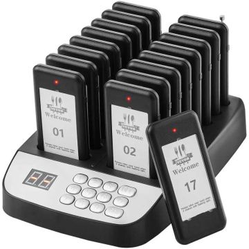 Wireless restaurant alarm, 500 m range, 16 sounds with vibration