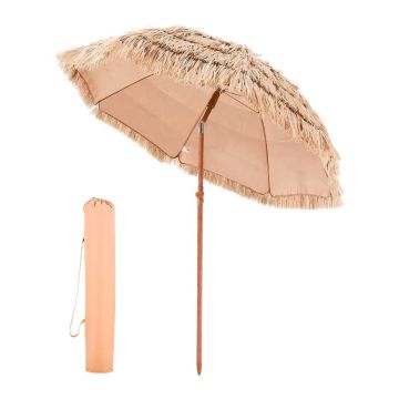Parasol ogrodowy Tiki Straw 6,5 stopy z pochyleniem i metalowymi żebrami