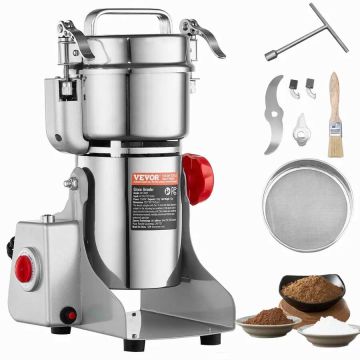 Electric 1500 W grain and spice mill, stainless steel