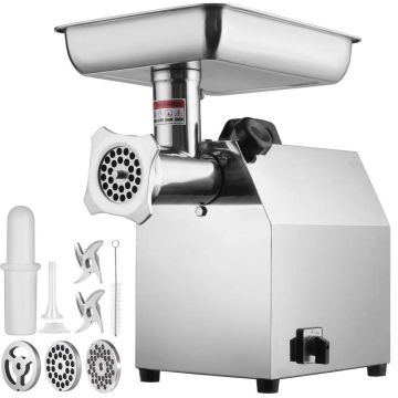 Electric meat grinder made of 304 stainless steel, 1100 W, industrial, with sausage maker and kubbe set