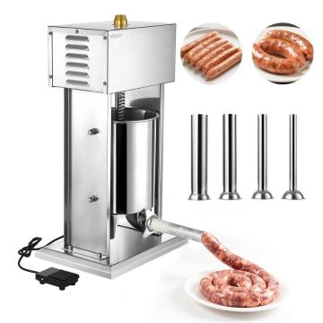 Electric vertical sausage stuffer, 10 L, stainless steel, with foot pedal