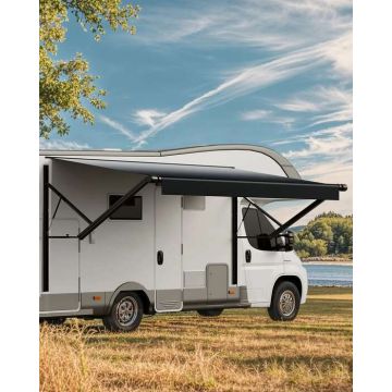 Markiza do kampera 20' z napędem silnikowym i aluminiową ramą, czarna