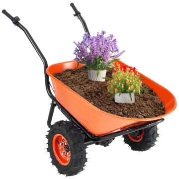 Electric Garden Cart, 500W, 7 cu. ft., 573 lbs., Metal Handle, 16-inch Wheels