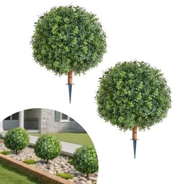 Artificial boxwood with ground spikes, 2 pcs., 56 cm, outdoor decorations