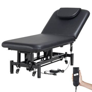 Professional electric massage table with adjustable backrest and headrest