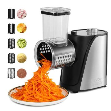 Electric vegetable and cheese slicer, 250 W, 5 accessories, stainless steel