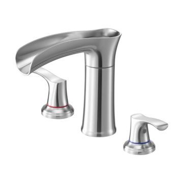 Roman Silver Bathroom Faucet with 3 Holes, Zinc Alloy, Deck Mounted, 2 Handles, Waterfall Spout