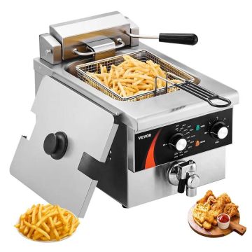 Electric commercial deep fryer, 1750W, 9 L, stainless steel, silver