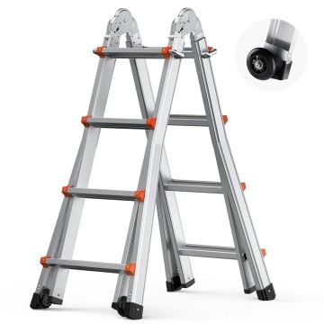 Telescopic Aluminum 13ft Ladder with A-Frame, 330lb Load Capacity