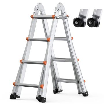 Telescopic Aluminum Ladder Type A, 15.5 Feet, Foldable, Multi-Function, 330 Pound Load