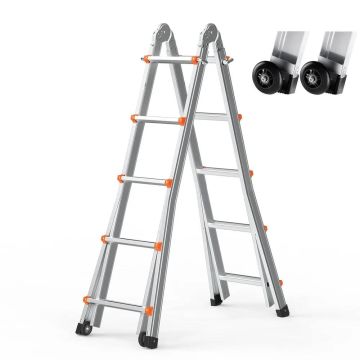 Telescopic Aluminum A-Shape Ladder, 17 Feet, Foldable, Multi-Function