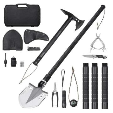 28 in 1 Stainless Steel Survival Shovel and Axe Set