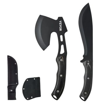 Stainless steel hunting knife and axe set, tactical knife and tourist axe