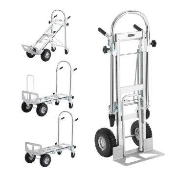 Aluminum hand truck 4 in 1, 454 kg, foldable, platform, industrial