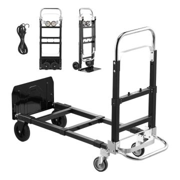 2-in-1 Folding Hand Trolley, 226.9 kg, 4-wheel mode, adjustable handle