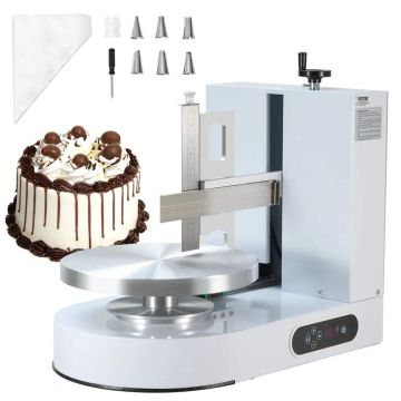 Cake decorating machine with rotating tray, white, 6-14 inches