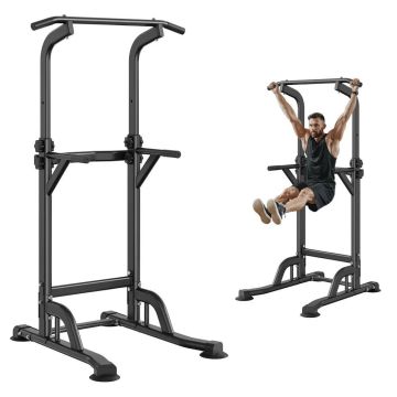 Power tower pull-up stand, adjustable height, 10 levels, 330 pounds, for home gym