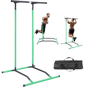 Power tower pull-up stand, adjustable height, black-green, 220 lb weight