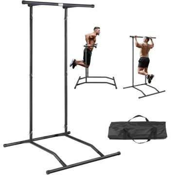 Power tower pull-up stand, 2 levels, black, 220 lb capacity