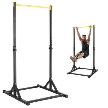 Power tower pull-up stand, 8-level adjustable pull-up bar, black-yellow