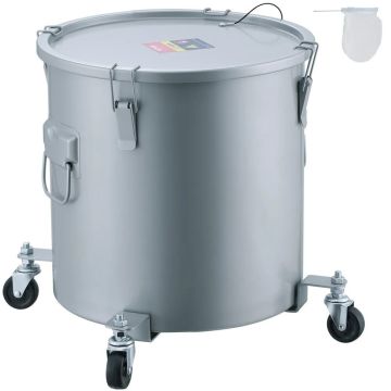 Oil Grease Bucket with Wheels, 8 gal., Carbon Steel, Gray