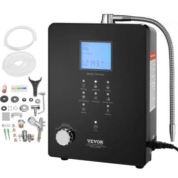 Alkaline water ionizer, ph 3–11.2, 6 settings, UV filter