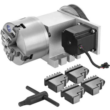 CNC 4-jaw rotary chuck 100 mm hollow shaft