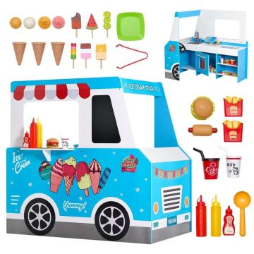 Wooden ice cream cart play set for children, 20 pieces, 3-7 years.