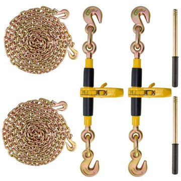 Chain ratchet binders, 2 pcs., G80, 5000 kg, non-slip handle