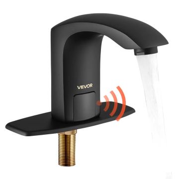 Touchless bathroom sink faucet with motion sensor, matte black