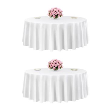 White round polyester tablecloths, 120 inches, 2 pcs.