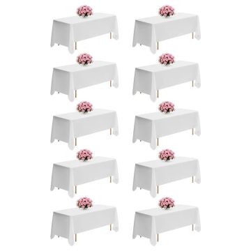 White polyester tablecloths for rectangular tables, 70x120 inches, 10 pcs. per pack