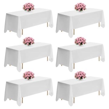 White polyester tablecloths for rectangular tables, 70x120 inches, 6 pcs.