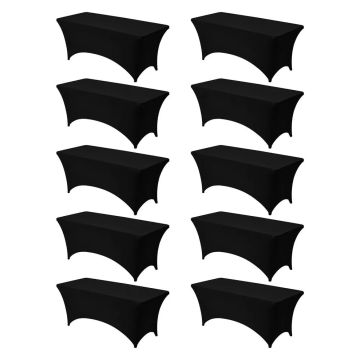10 pcs. stretch black rectangular tablecloth 6 feet for events