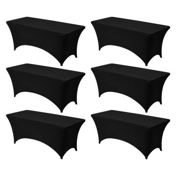 6 pcs black stretch spandex tablecloths for rectangles 6 feet