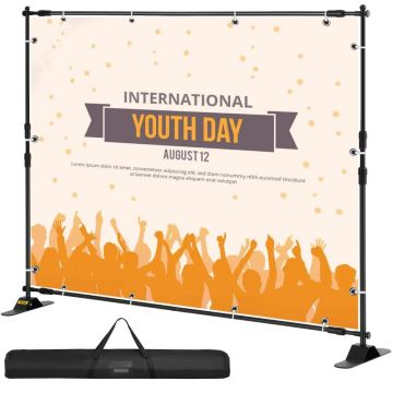 Adjustable telescopic background advertising stand 243.8 cm with carrying bag