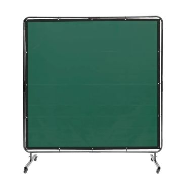 Welding screen with frame, 1.8x1.8 m, green, vinyl, casters