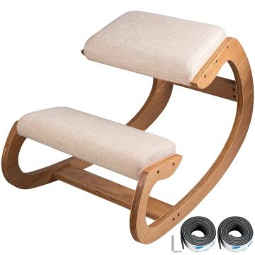 Ergonomiczny fotel klęczący z poduszką biodrową, biały dąb, nośność 99,8 kg
