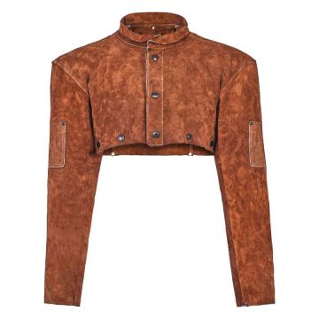 Leather welding jacket, cowhide, fireproof, size L