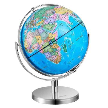 Rotating 13 inch educational world globe with stand, ABS