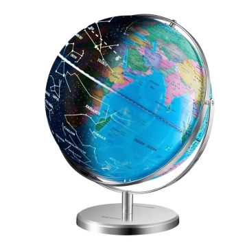 Illuminated 13 inch educational globe with metal stand and LED lighting