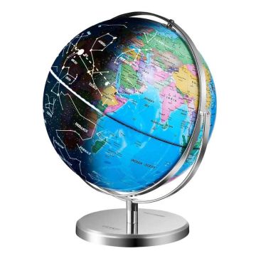 Illuminated 9 inch educational globe with metal stand and LED lighting