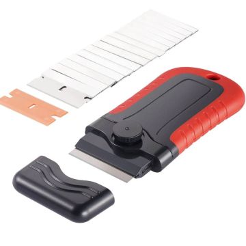 Razor blade scraper with 15 carbon steel blades, guard